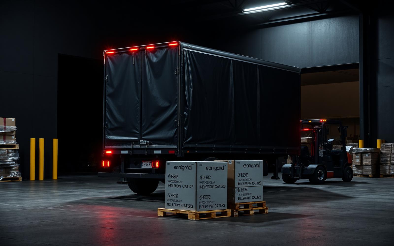 Parts delivery vehicle at loading bay